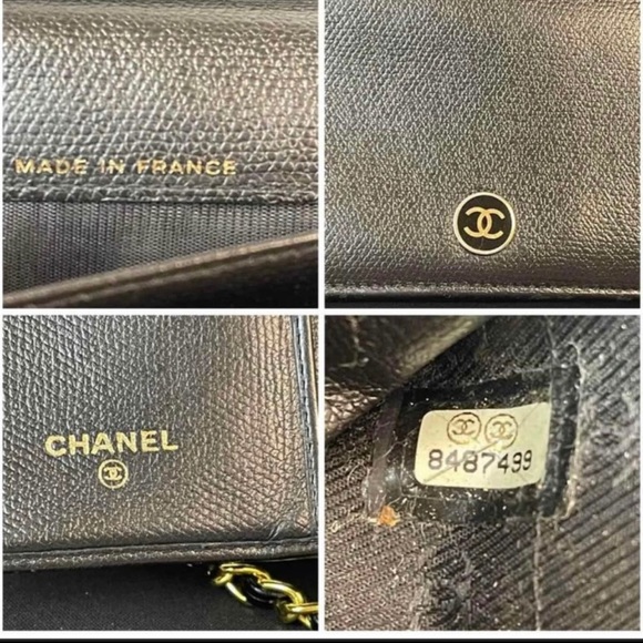 Authentic Chanel Coco Button Caviar Leather Bifold Long Wallet Crossbody - Picture 4 of 7